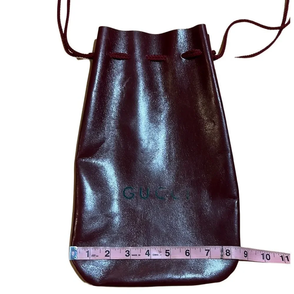 Vintage Rare Gucci Burgundy Red Leather Drawstring Pouch